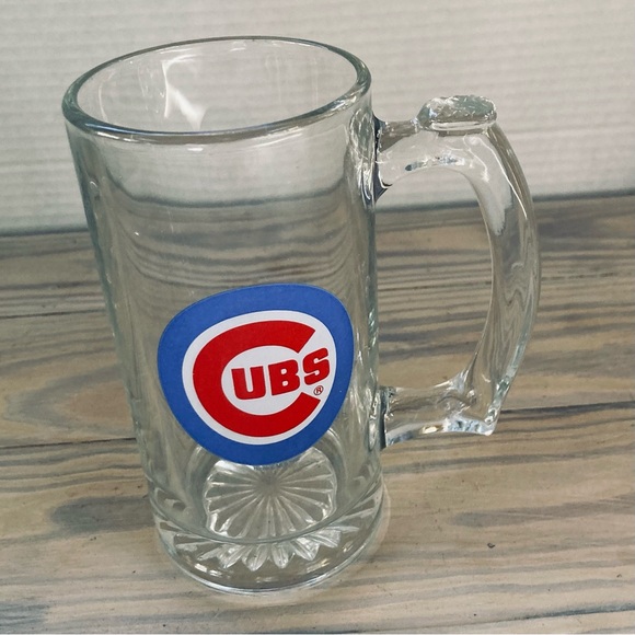 Chicago Cubs MLB Baseball Clear Glass Mug Stein with Emblem 12 oz - Picture 4 of 10